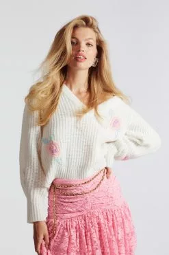 LoveShackFancy Ridge V-neck Pullover Tops