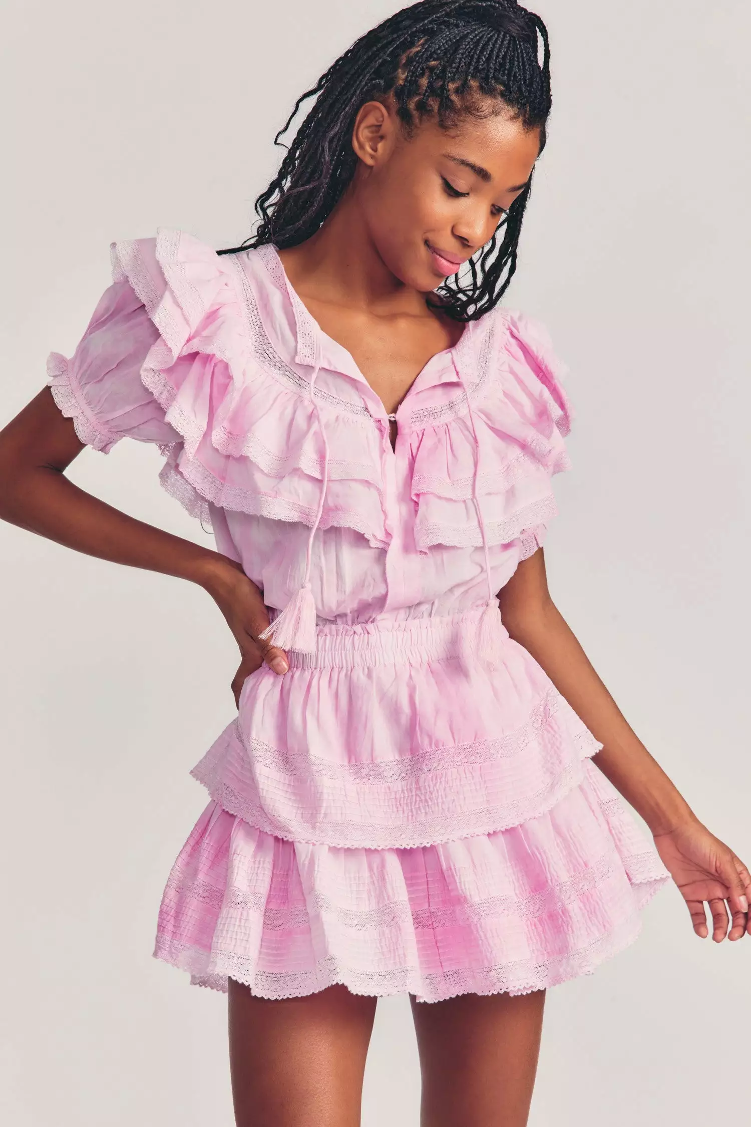 LoveShackFancy New Arrivals Liv Dress - PEONY PINK 1 LoveShackFancy New Arrivals Liv Dress - PEONY PINK
