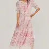 LoveShackFancy Carmie Victorian Midi Dress - MAGENTA FLOWER FIELDS