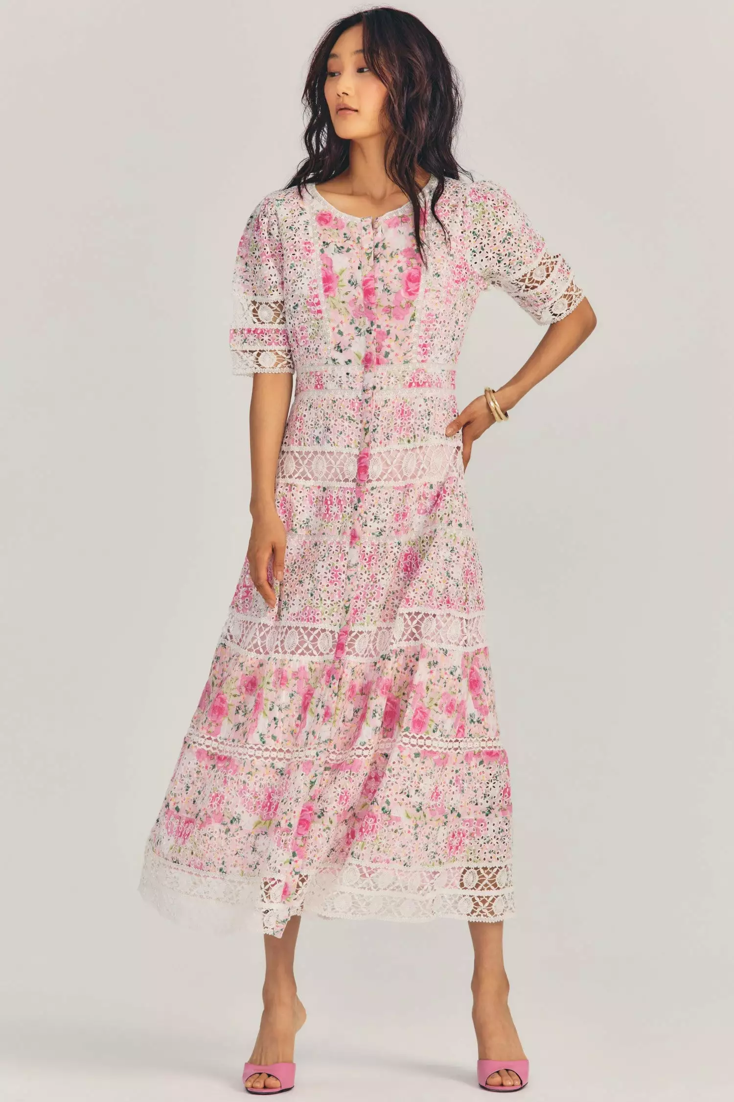LoveShackFancy Carmie Victorian Midi Dress - MAGENTA FLOWER FIELDS 1 LoveShackFancy Carmie Victorian Midi Dress - MAGENTA FLOWER FIELDS