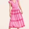 LoveShackFancy Abena Midi Dress - HOT PINK CHERRY