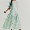 LoveShackFancy Dresses Edie Maxi Dress - MOSS GREEN HAND DYE