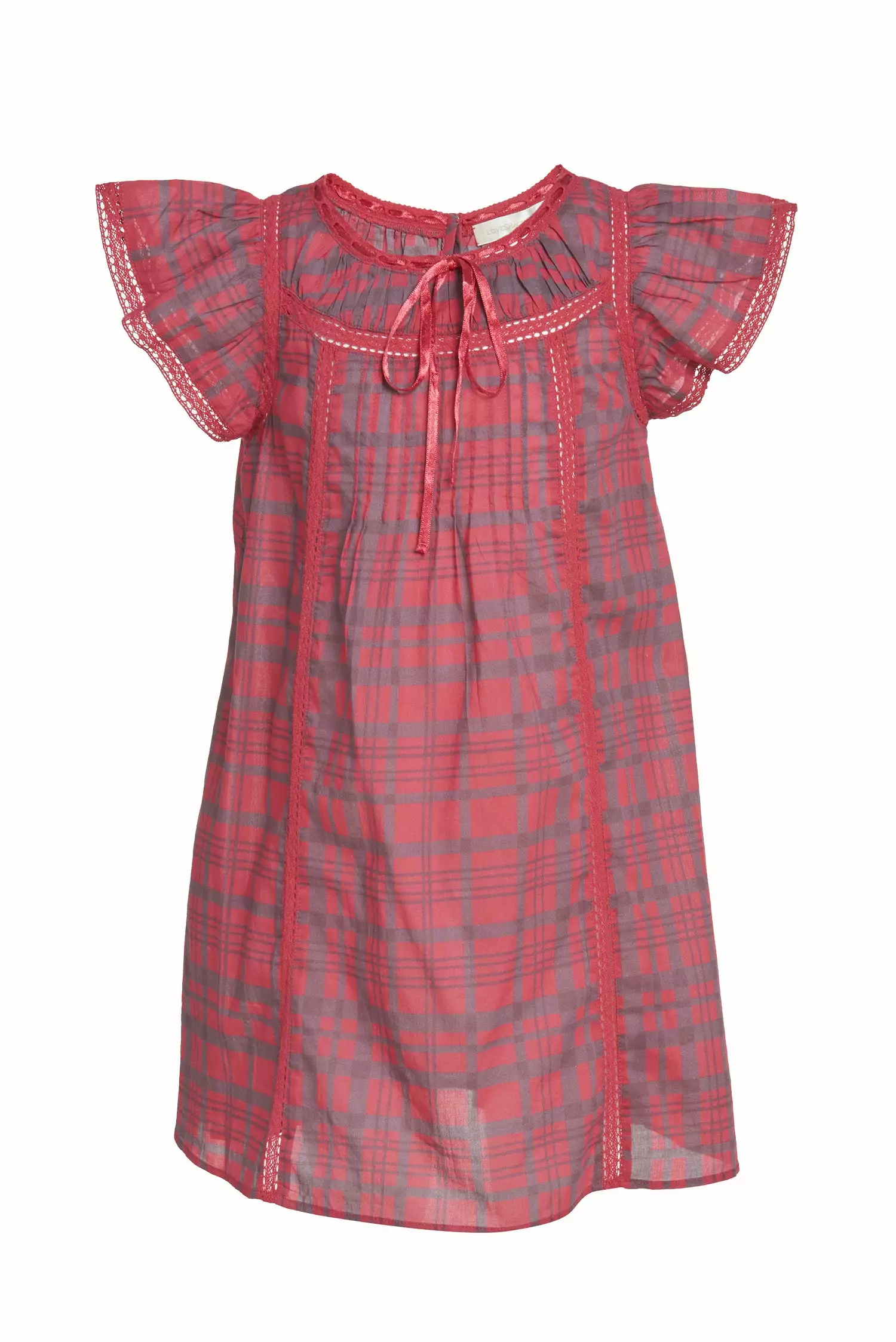 LoveShackFancy Girls Flutter Sleeve Mini Gown 2 LoveShackFancy Girls Flutter Sleeve Mini Gown