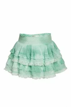 LoveShackFancy Girls Billie Skirt - JADE MIST HAND DYE