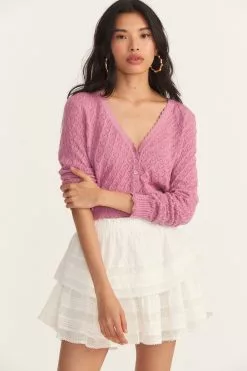 LoveShackFancy Janie Cropped Cardigan - WILD BERRY