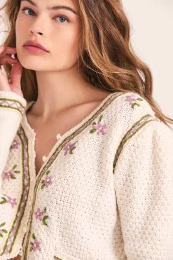 LoveShackFancy Flynn Crop Cardigan Sweater Tops