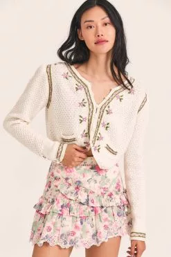 LoveShackFancy Flynn Crop Cardigan Sweater Tops