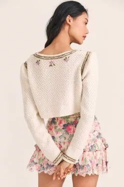 LoveShackFancy Flynn Crop Cardigan Sweater Tops