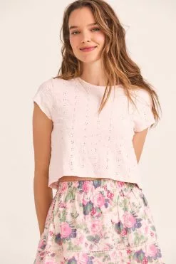 LoveShackFancy Rubin Cropped Tee Tops