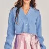 LoveShackFancy Avignon Cropped Cardigan Sweater - LAKE BLUE Sale