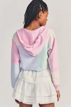LoveShackFancy Alden Cropped Zip-Up Hoodie