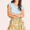 LoveShackFancy New Arrivals Ruffle Mini Skirt - PASTEL FIELDS