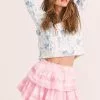 LoveShackFancy Skirts Ruffle Mini Skirt - ISLAND PINK HAND DYE