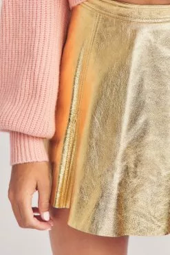 LoveShackFancy Sale Dornie Leather Mini Skirt