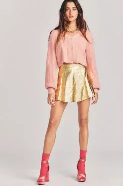 LoveShackFancy Sale Dornie Leather Mini Skirt