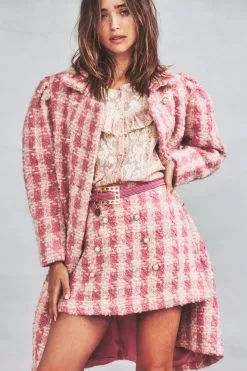 LoveShackFancy Sale Gibson Houndstooth Mini Skirt