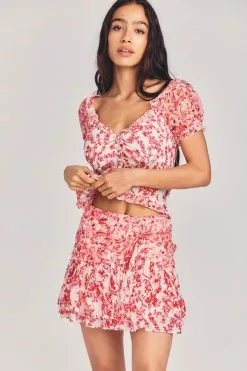 LoveShackFancy Rhodes Silk Mini Skirt Sale