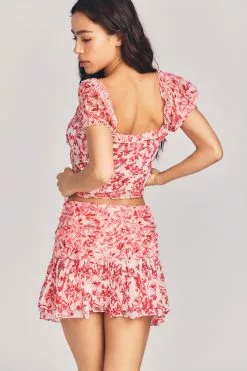 LoveShackFancy Rhodes Silk Mini Skirt Sale