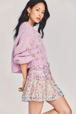 LoveShackFancy Rhodes Silk Mini Skirt Sale