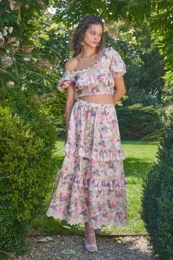 LoveShackFancy Skirts Naila Midi Skirt