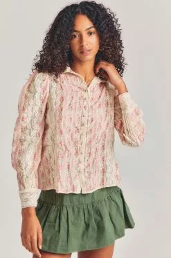 LoveShackFancy Jacque Silk Top Sale