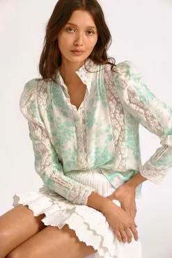 LoveShackFancy Jacque Silk Top Sale