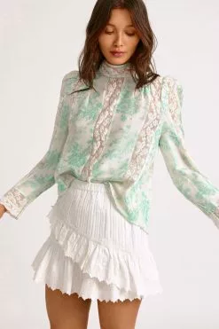 LoveShackFancy Jacque Silk Top Sale