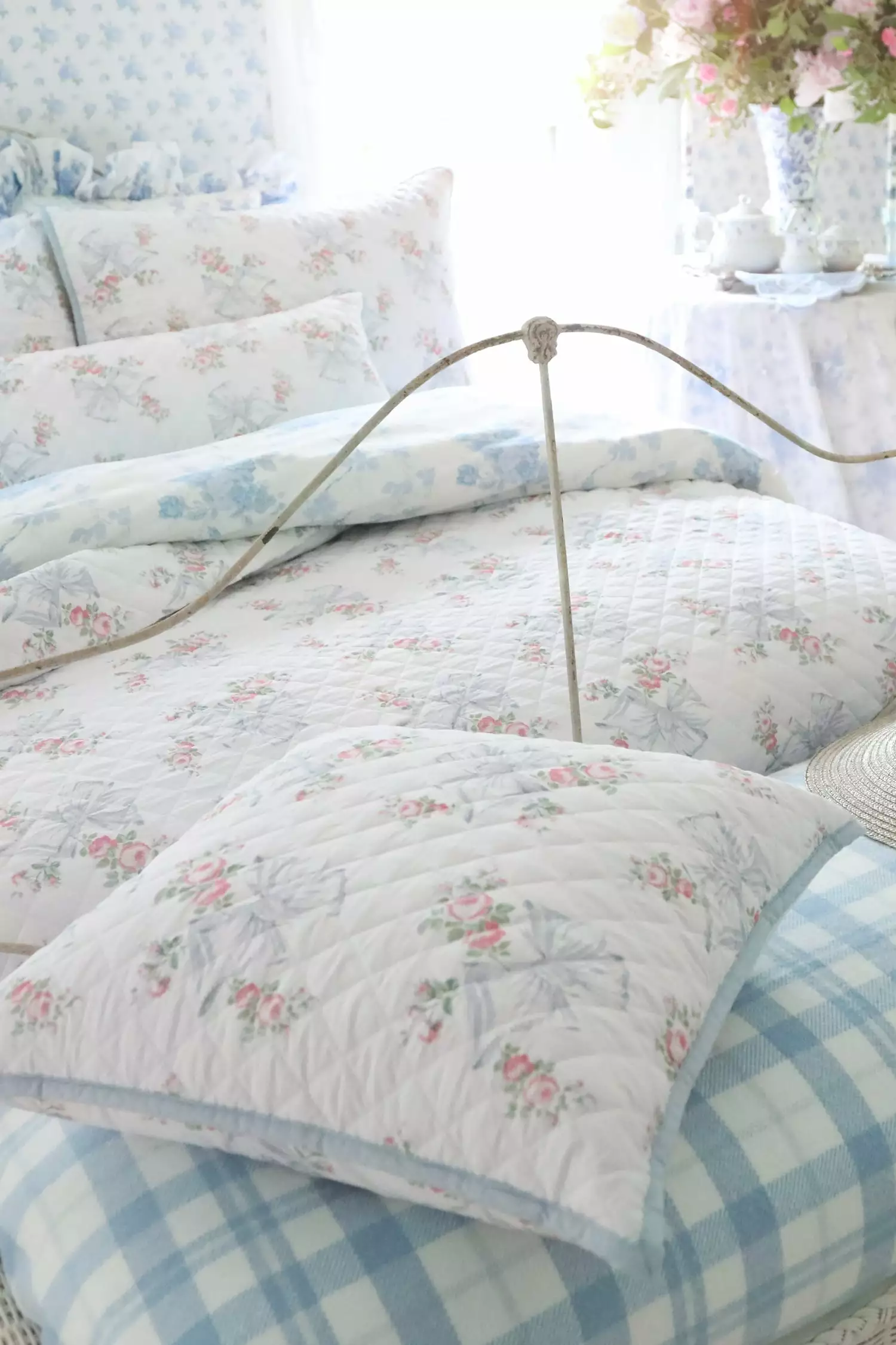 LoveShackFancy Quilted Throw Pillow - PASTEL BLUE View All 1 LoveShackFancy Quilted Throw Pillow - PASTEL BLUE View All