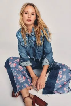 LoveShackFancy Sale LSF X Rialto Jean Project Hand Painted Cropped Denim Jacket