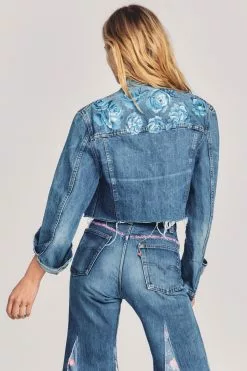 LoveShackFancy Sale LSF X Rialto Jean Project Hand Painted Cropped Denim Jacket