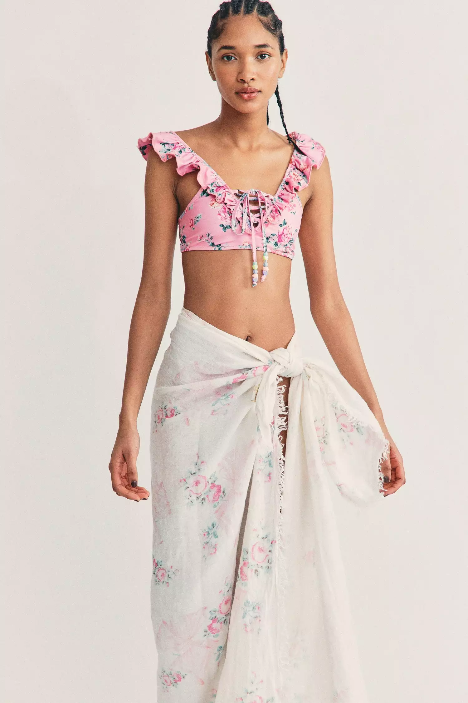 LoveShackFancy Pool Rosa Beaux Linen Beach Throw 2 LoveShackFancy Pool Rosa Beaux Linen Beach Throw