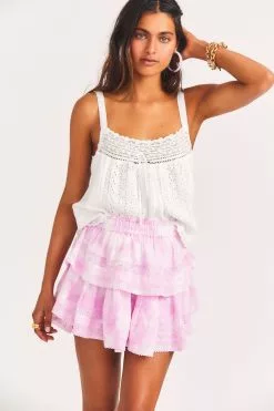 LoveShackFancy Skirts Ruffle Mini Skirt - PEONY PINK